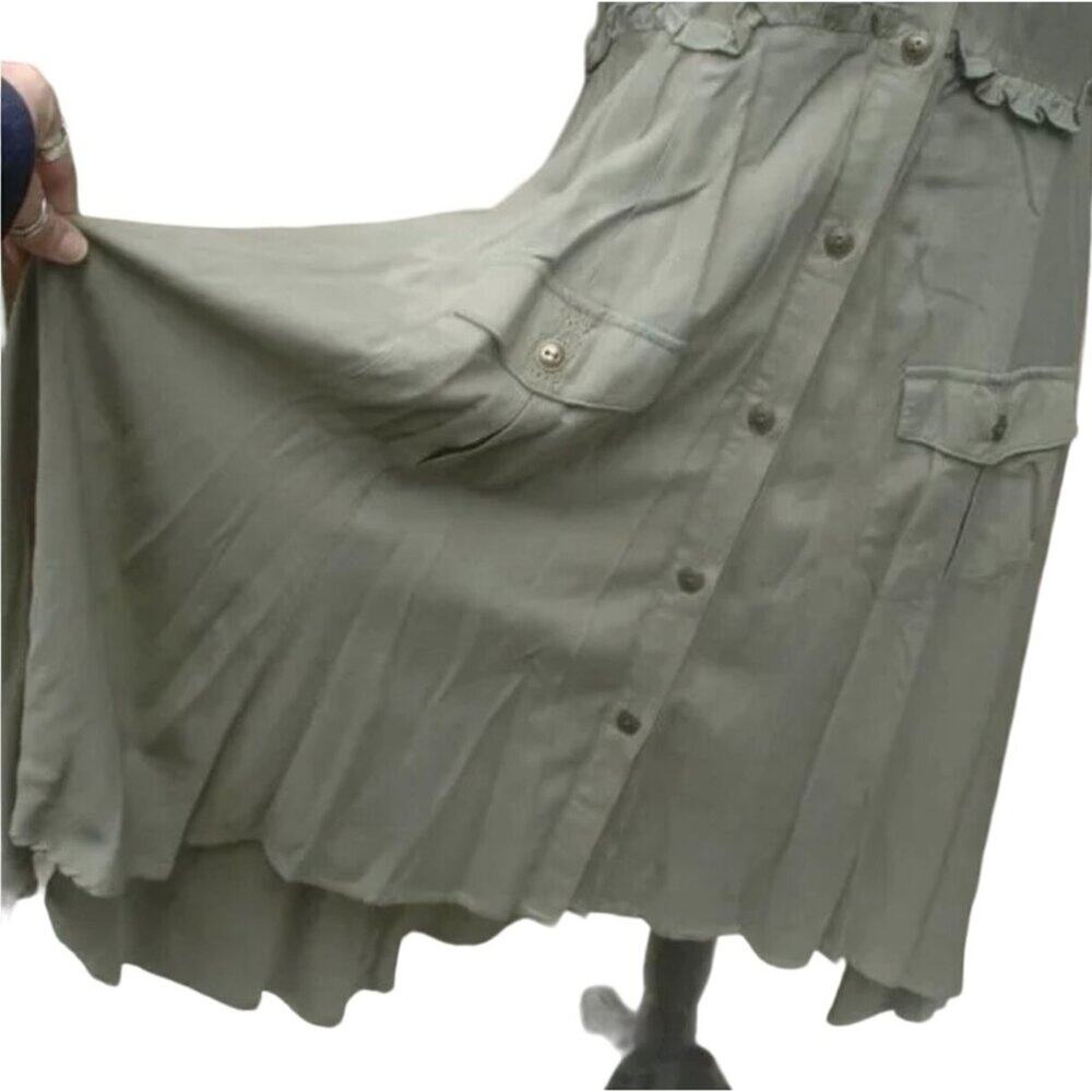 Matilda Jane Canopy Shirt Dress Women's Size Small Army Green Button Down Dress - Picture 5 of 7